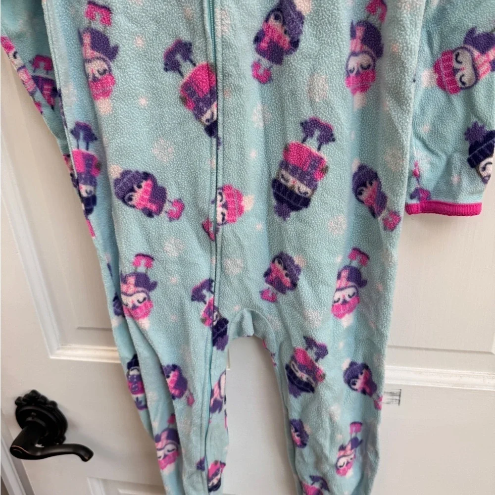 Carter's 5T Blue Snowflake Winter Penguin Footie Fleece Pajamas